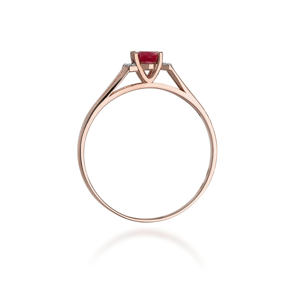 Inel Aur 14K cu Garnet 0.50 ct si Diamante - Roz