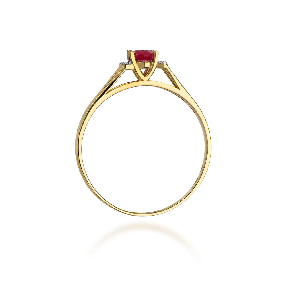 Inel Aur 14K cu Garnet 0.50 ct si Diamante