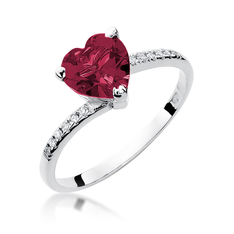 Inel Aur 9K cu Rubin 1.70 ct si Diamante Naturale 0.06 ct