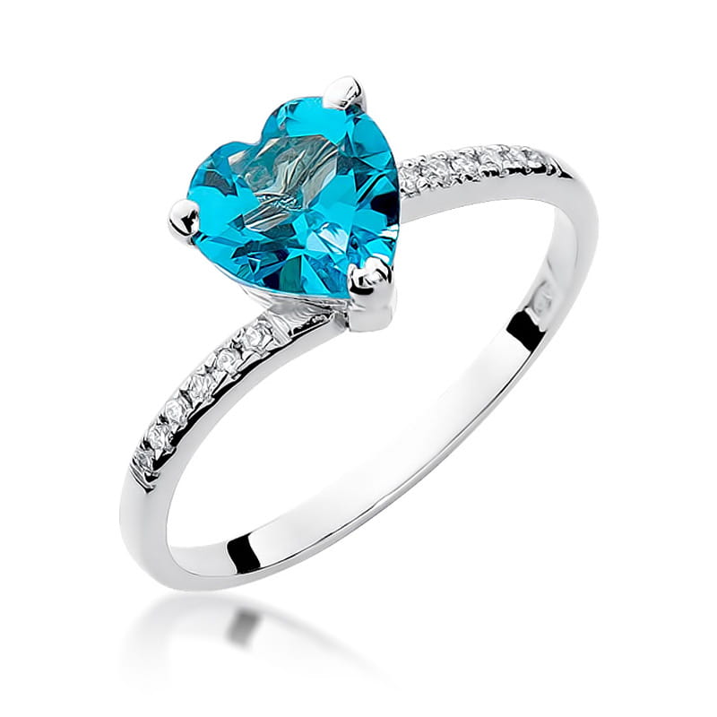 Inel Aur 9K cu Topaz Swiss 1.20 ct si Diamante Naturale 0.06 ct