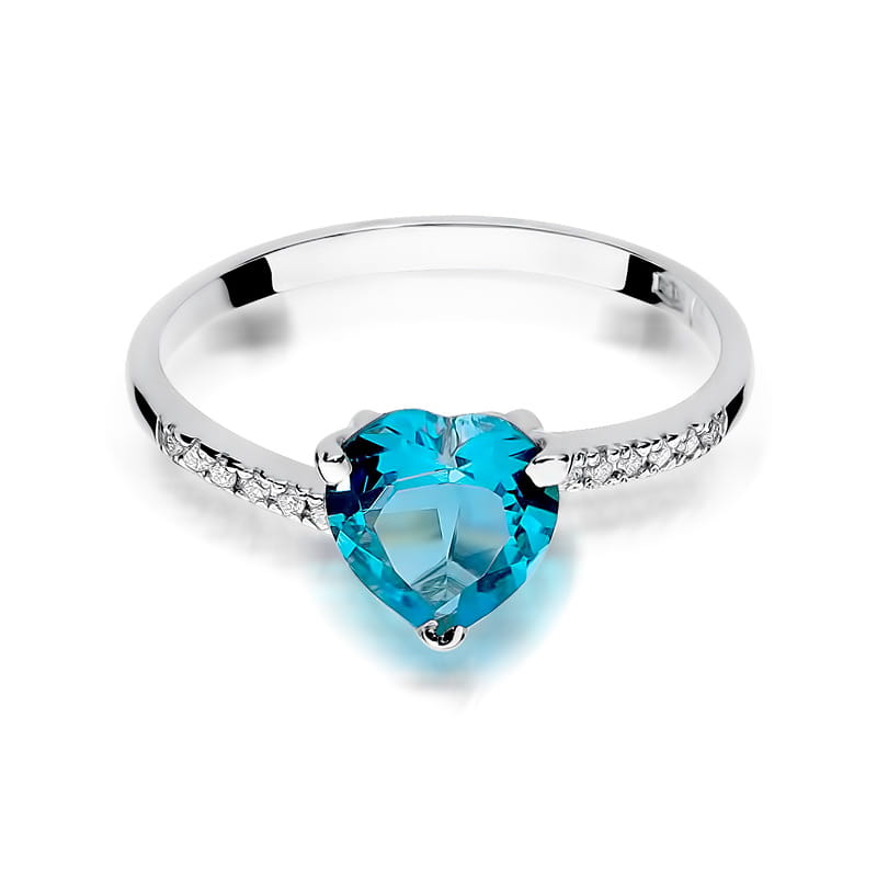 Inel Aur 9K cu Topaz Swiss 1.20 ct si Diamante Naturale 0.06 ct
