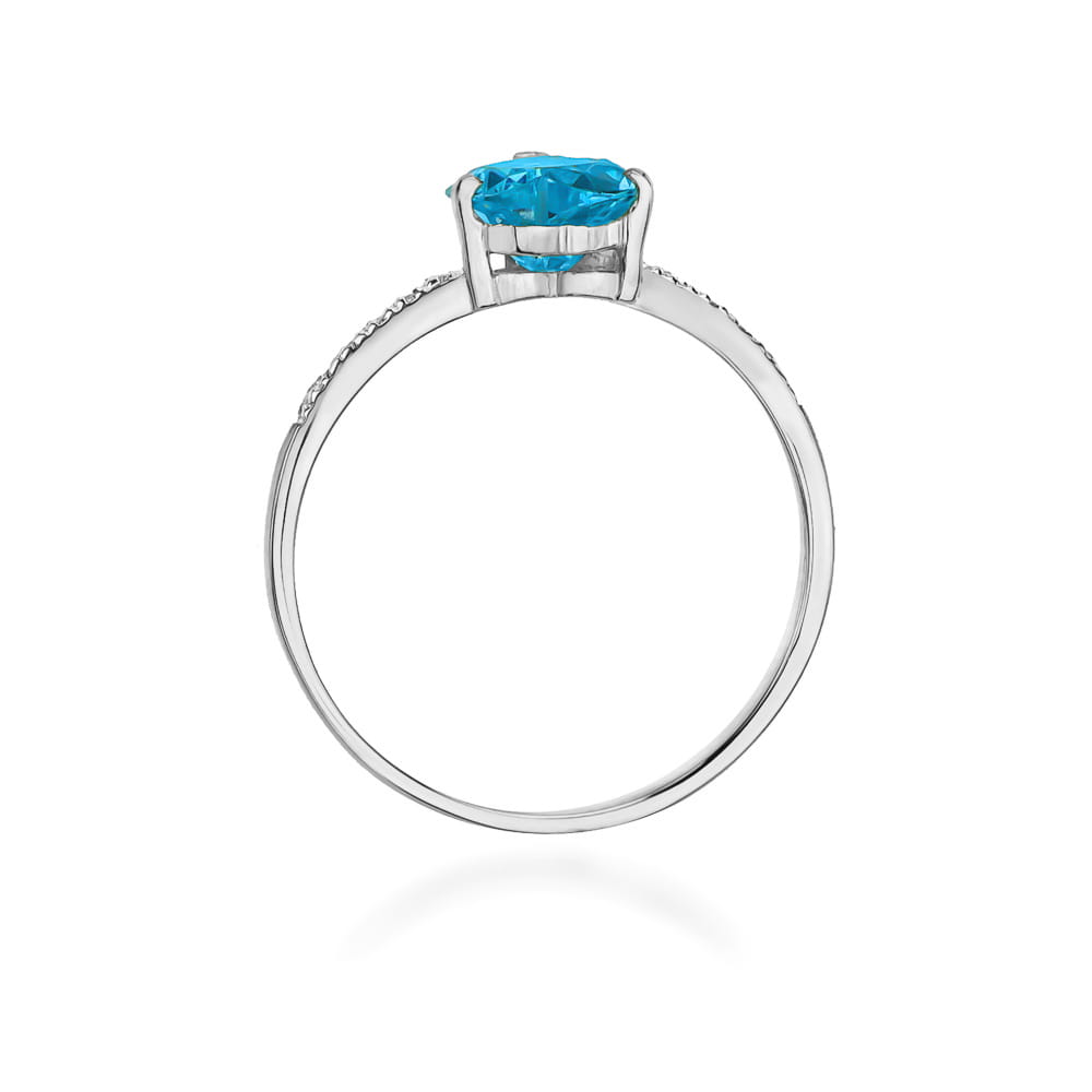 Inel Aur 9K cu Topaz Swiss 1.20 ct si Diamante Naturale 0.06 ct