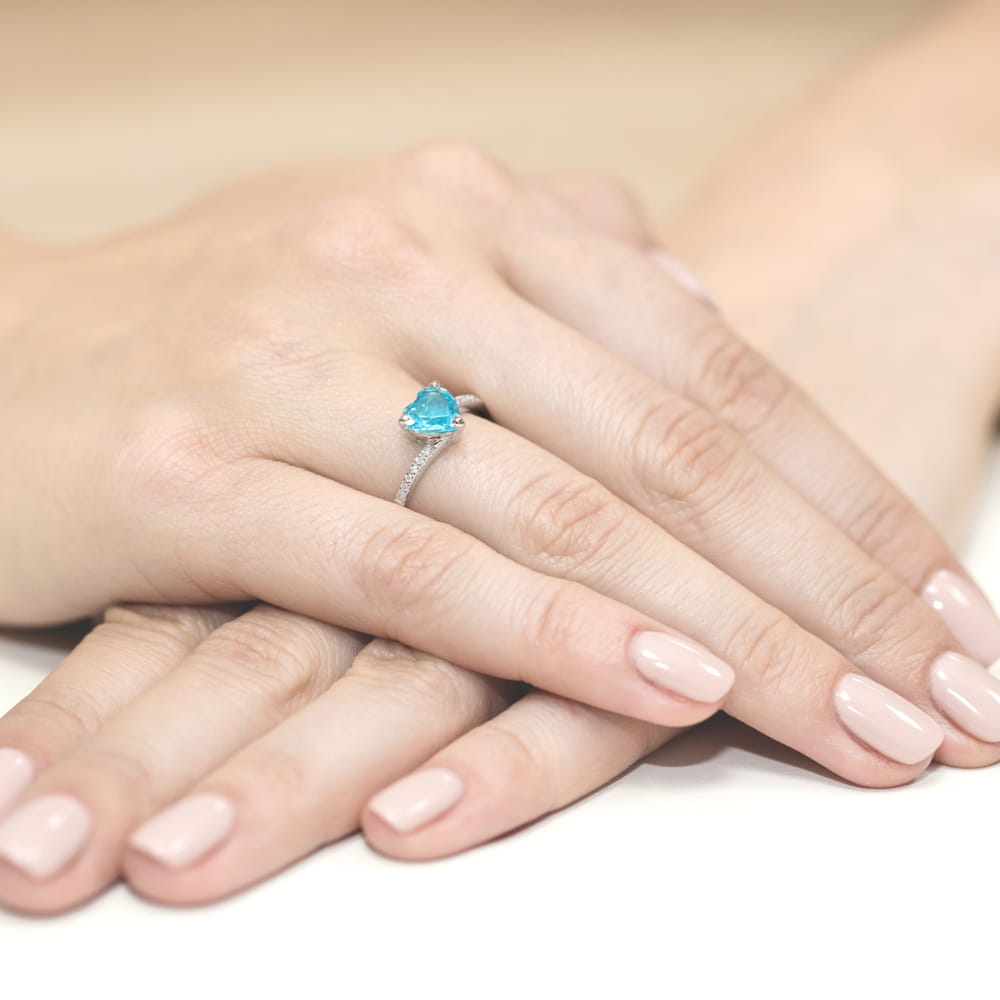 Inel Aur 9K cu Topaz Swiss 1.20 ct si Diamante Naturale 0.06 ct