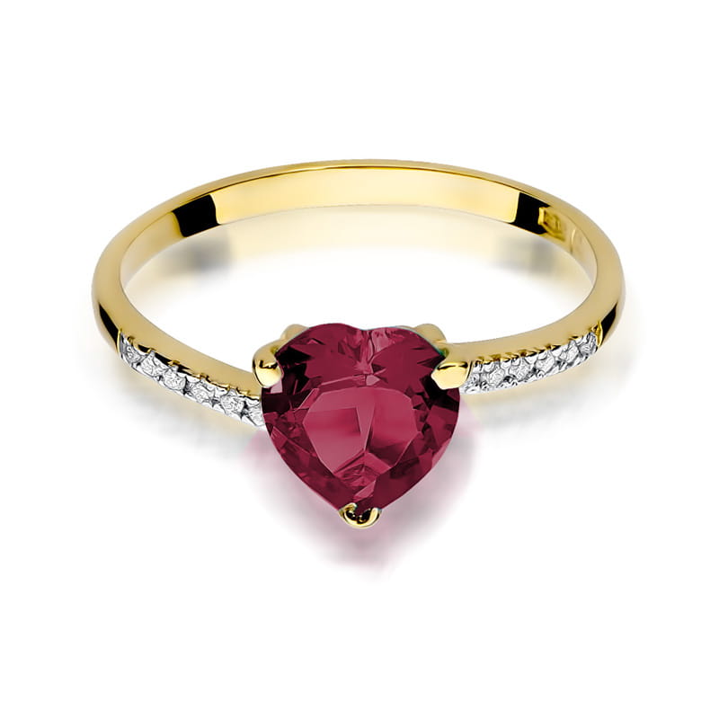 Inel Aur 9K cu Rubin 1.70 ct si Diamante Naturale 0.06 ct