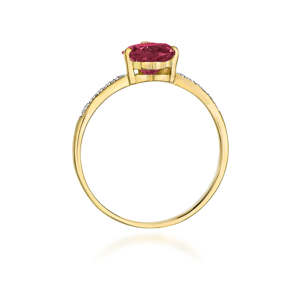 Inel Aur 9K cu Rubin 1.70 ct si Diamante Naturale 0.06 ct