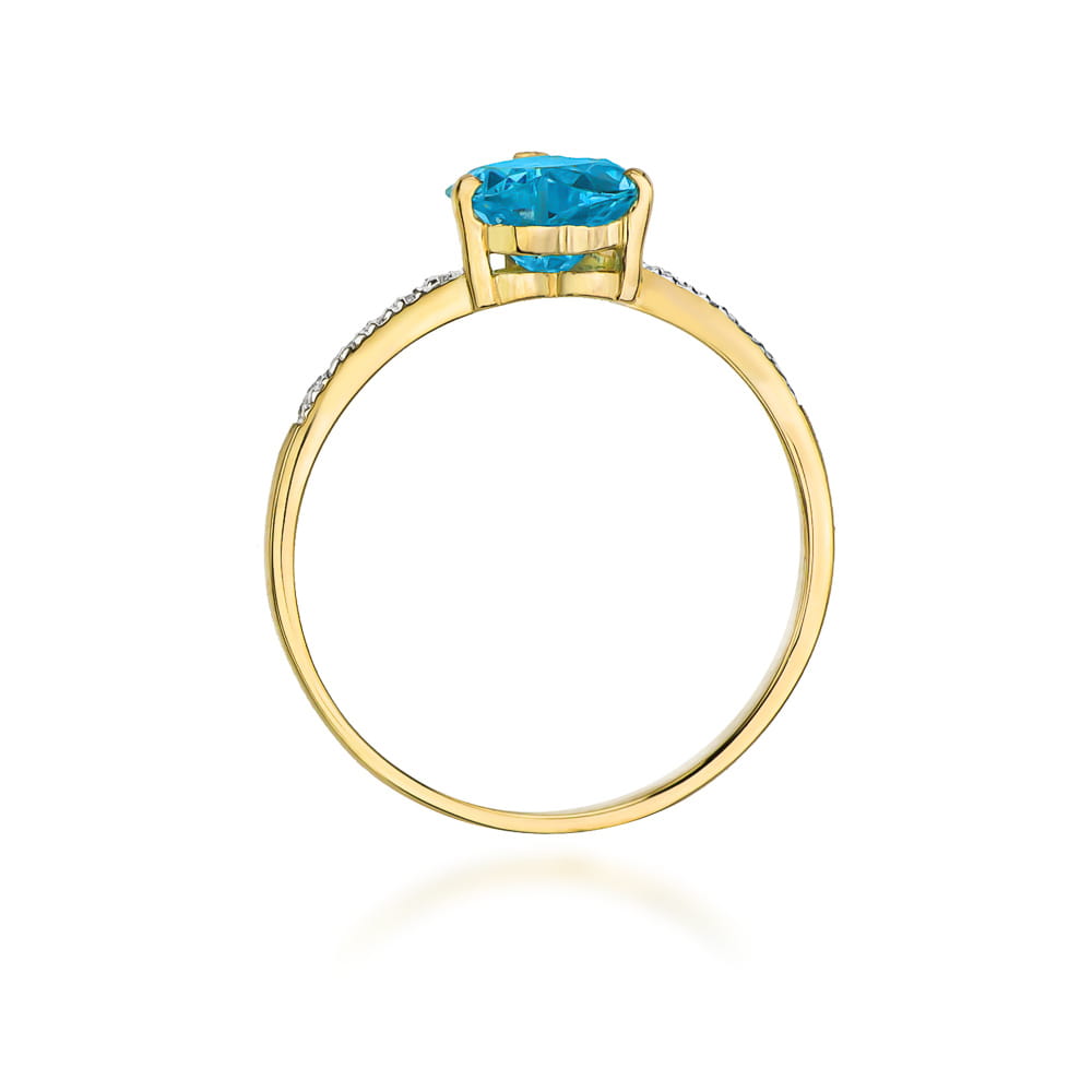 Inel Aur 9K cu Topaz Swiss 1.20 ct si Diamante Naturale 0.06 ct