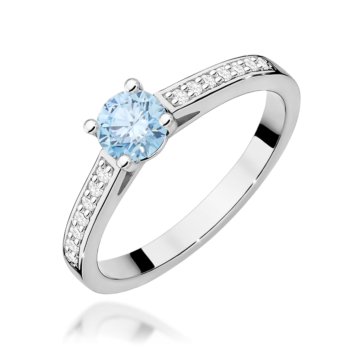 Inel Aur 9K cu Diamante Albastru de Laborator 0.62 ct