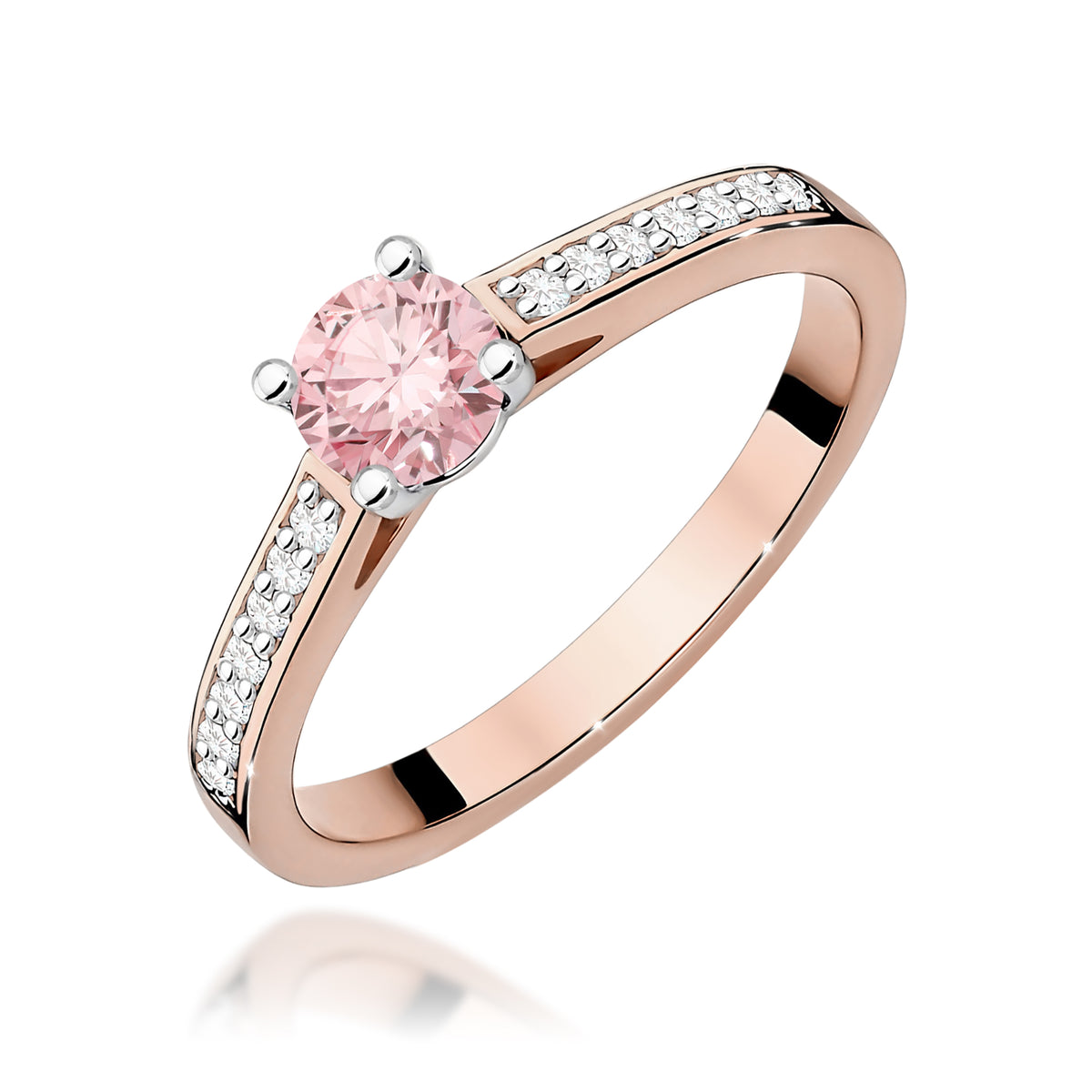 Inel Aur 14K cu Diamante Roz de Laborator 0.62 ct