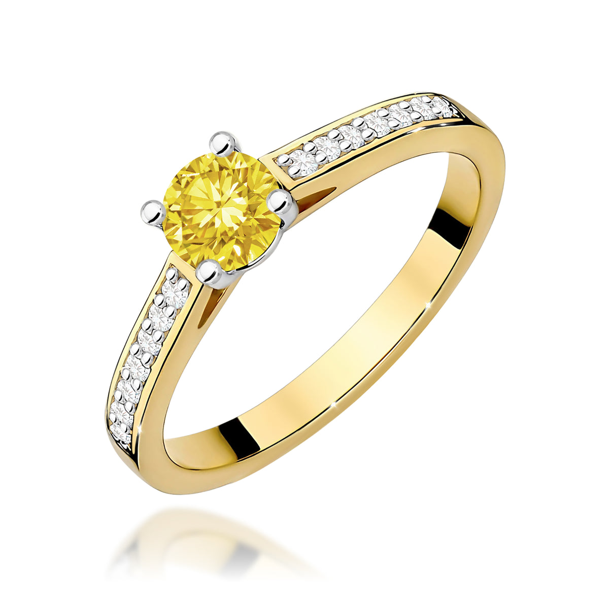 Inel Aur 14K cu Diamante Galben de Laborator 0.62 ct