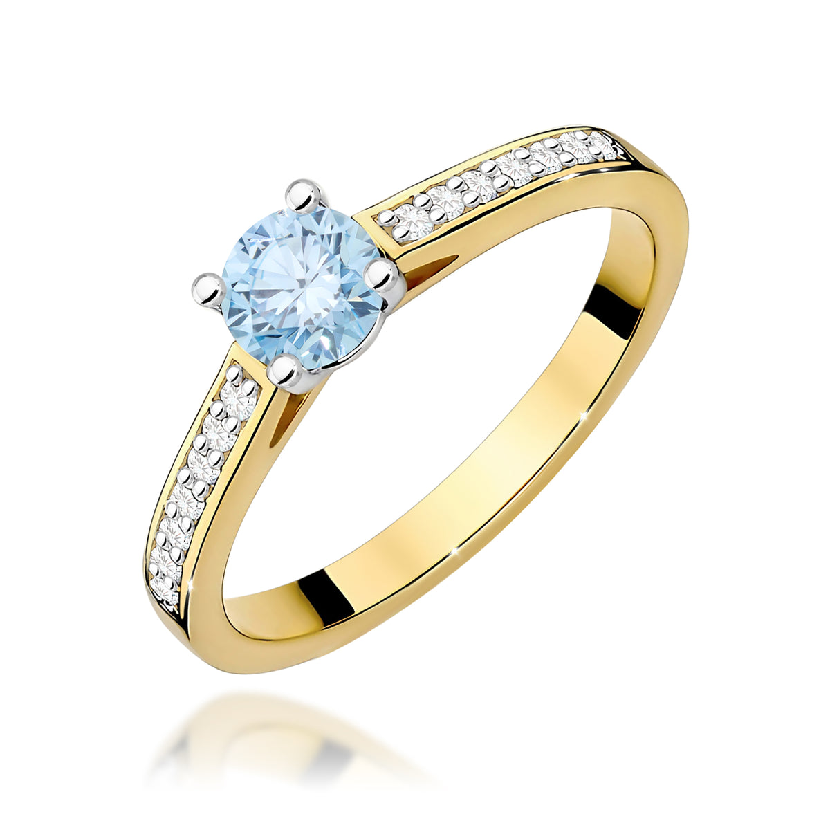 Inel Aur 9K cu Diamante Albastru de Laborator 0.62 ct