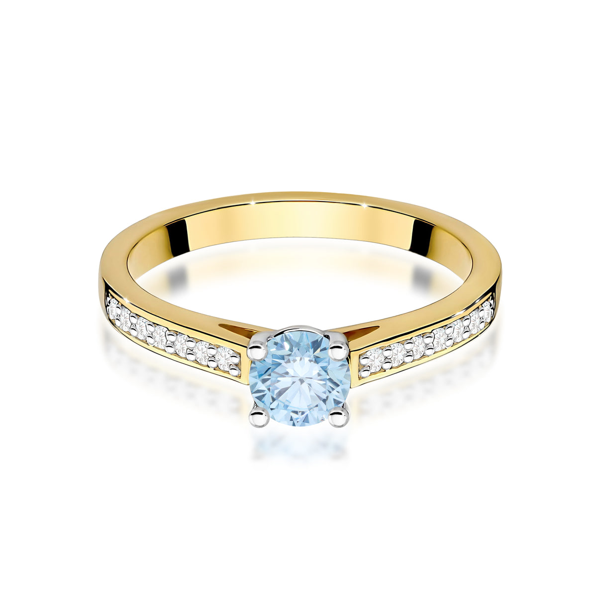 Inel Aur 9K cu Diamante Albastru de Laborator 0.62 ct