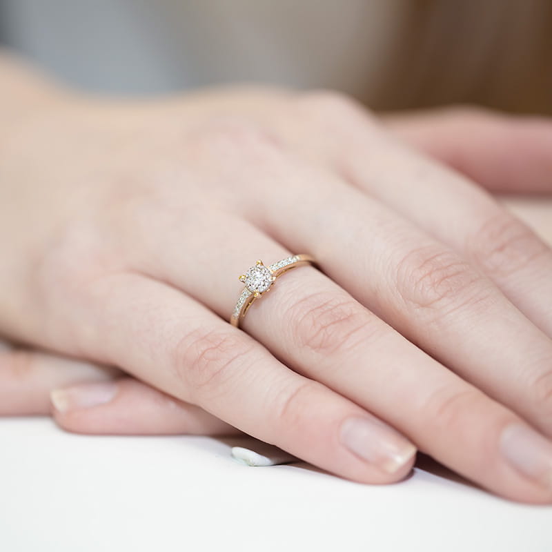Inel Aur 9K cu Diamante Naturale 0.12 ct