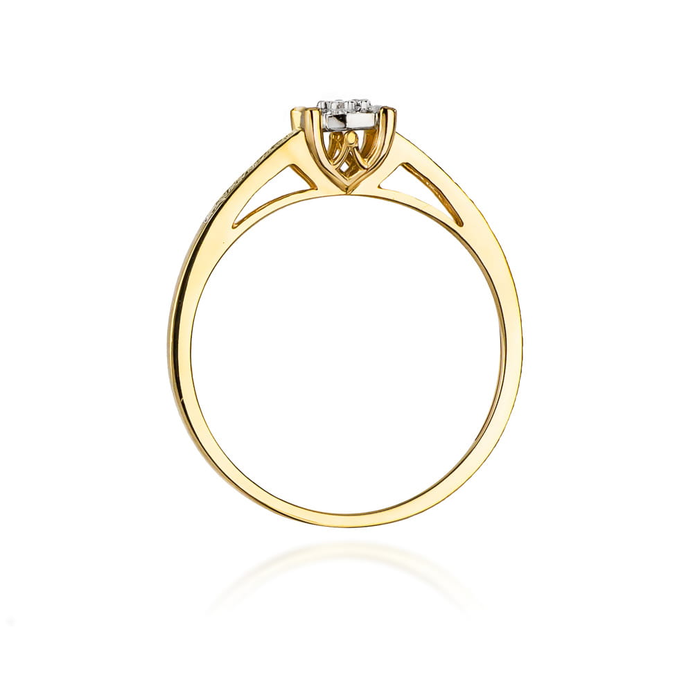 Inel Aur 9K cu Diamante Naturale Albe si Negre 0.12 ct