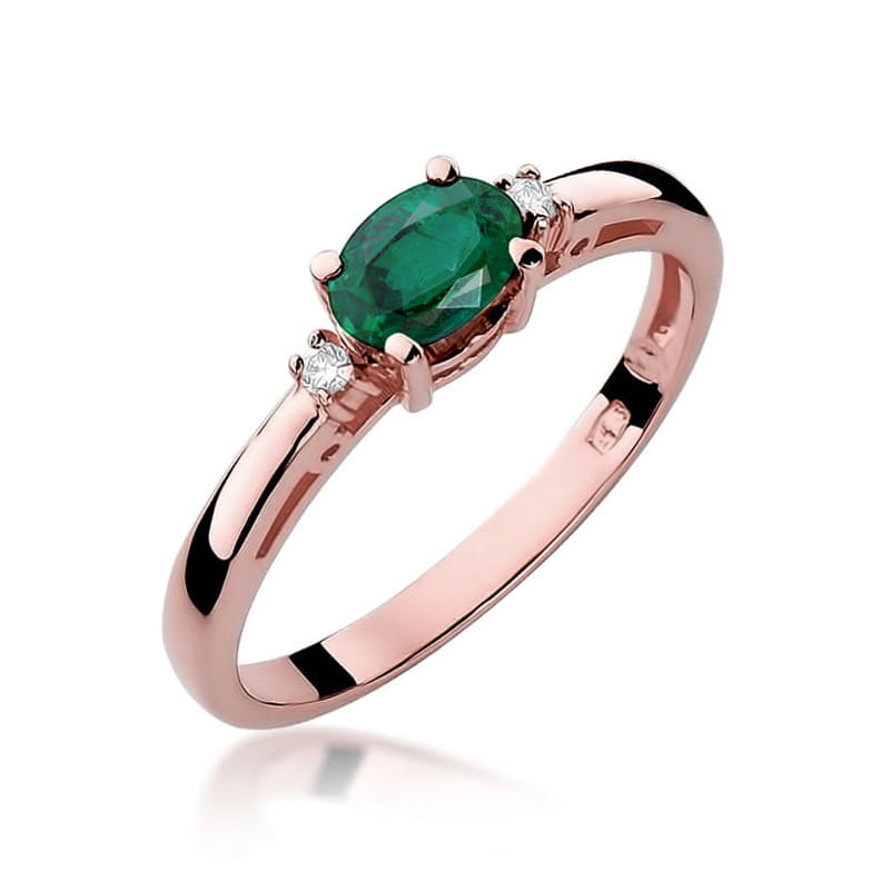 Inel Aur 14k cu Smarald 0.40 ct - Roz