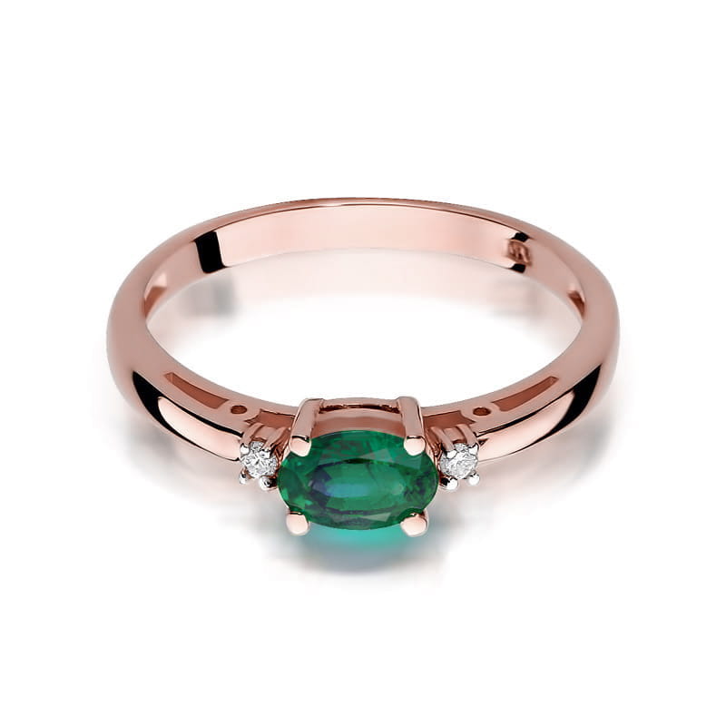 Inel Aur 14k cu Smarald 0.40 ct - Roz