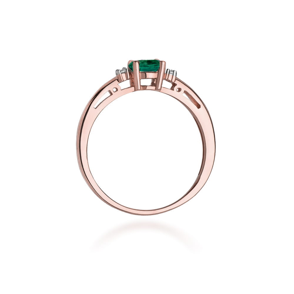 Inel Aur 14k cu Smarald 0.40 ct - Roz