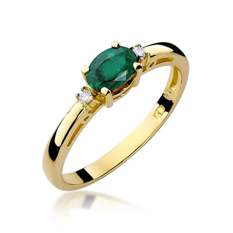 Inel Aur 14k cu Smarald 0.40 ct - Galben