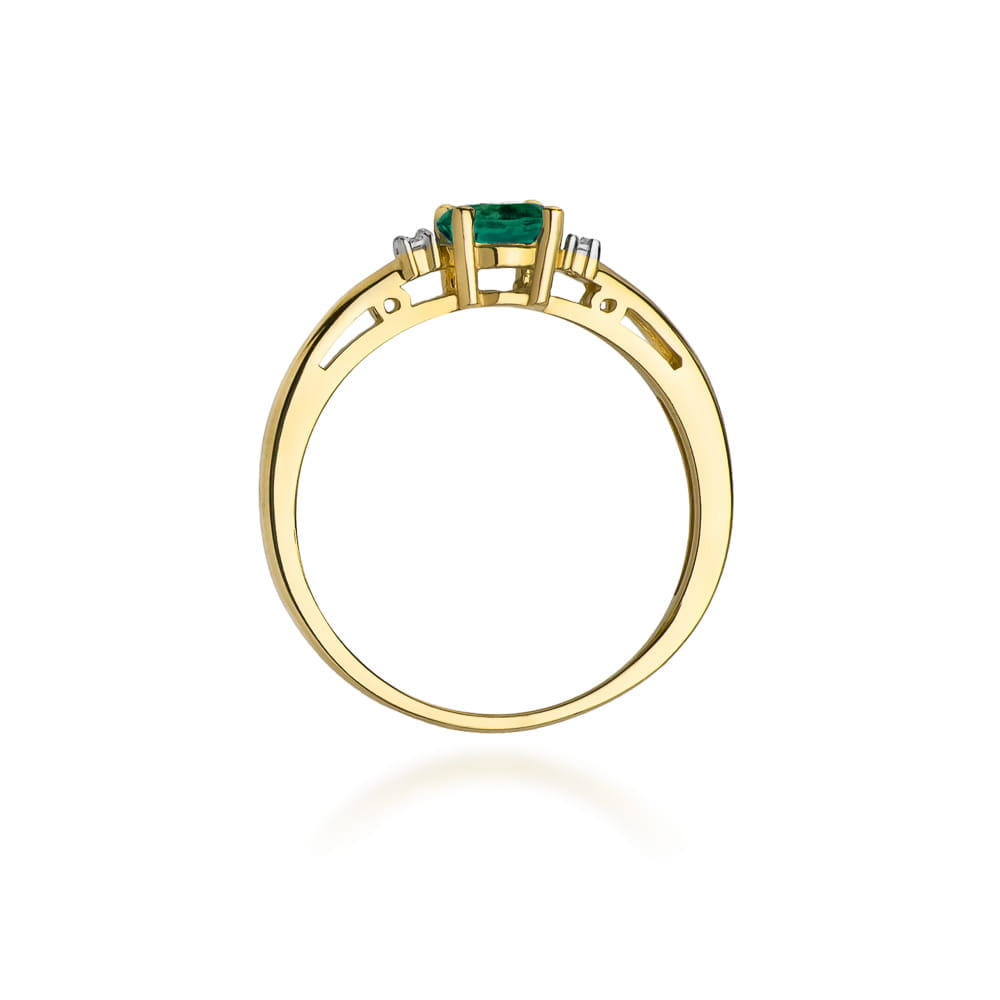 Inel Aur 14k cu Smarald 0.40 ct - Galben