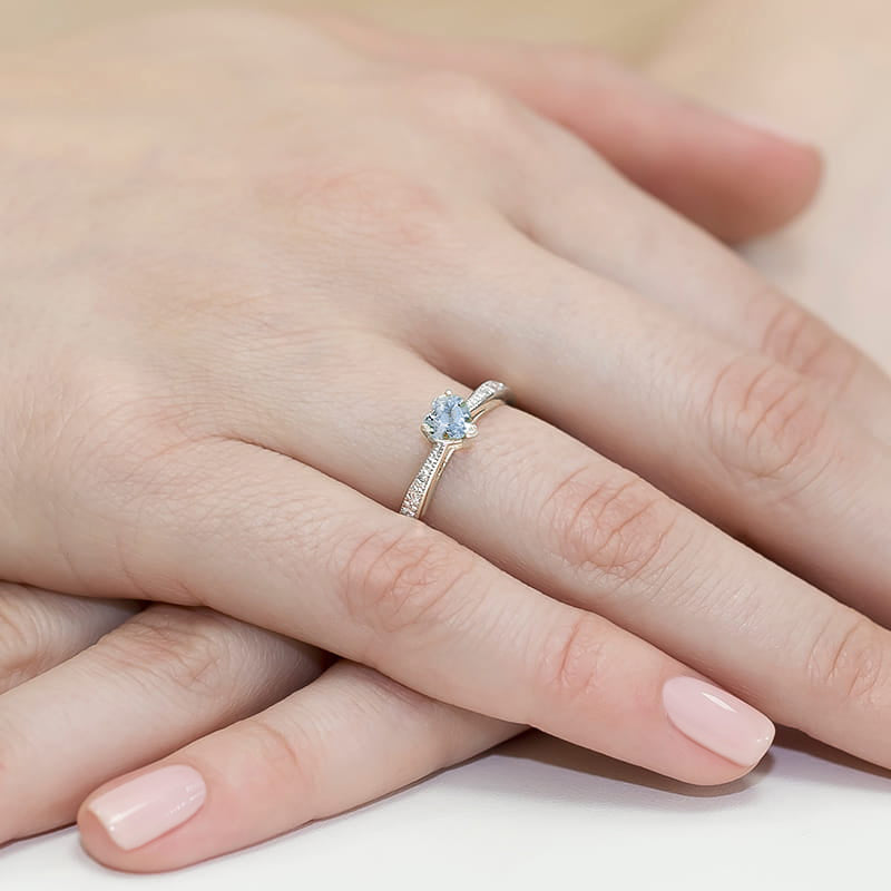 Inel Aur 14K cu Diamante Albastru de Laborator 0.53 ct