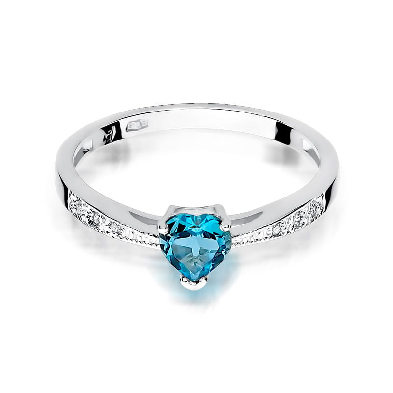 Inel Aur 9K cu Topaz Swiss 0.50 ct si Diamante Naturale 0.03 ct