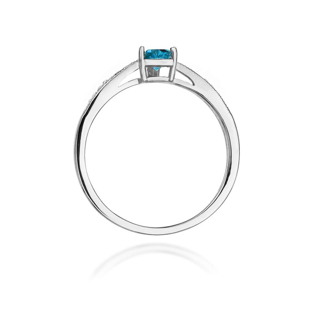 Inel Aur 9K cu Topaz Swiss 0.50 ct si Diamante Naturale 0.03 ct