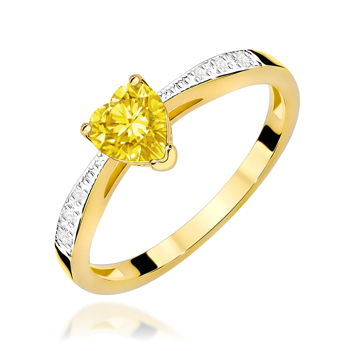 Inel Aur 14K cu Diamante Galben de Laborator 0.53 ct