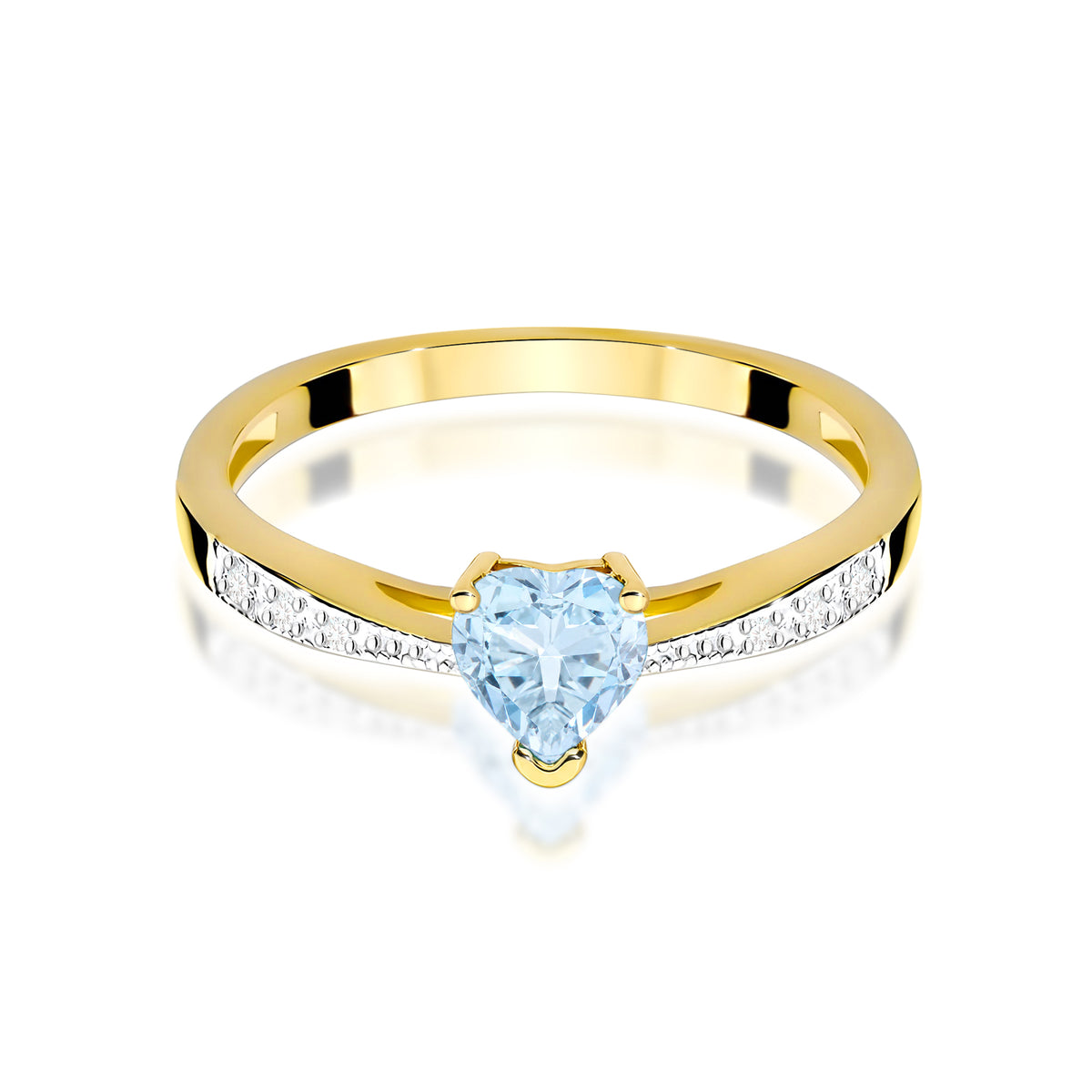 Inel Aur 9K cu Diamante Albastru de Laborator 0.53 ct