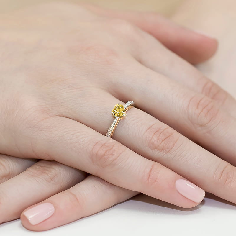 Inel Aur 9K cu Diamante Galben de Laborator 0.53 ct
