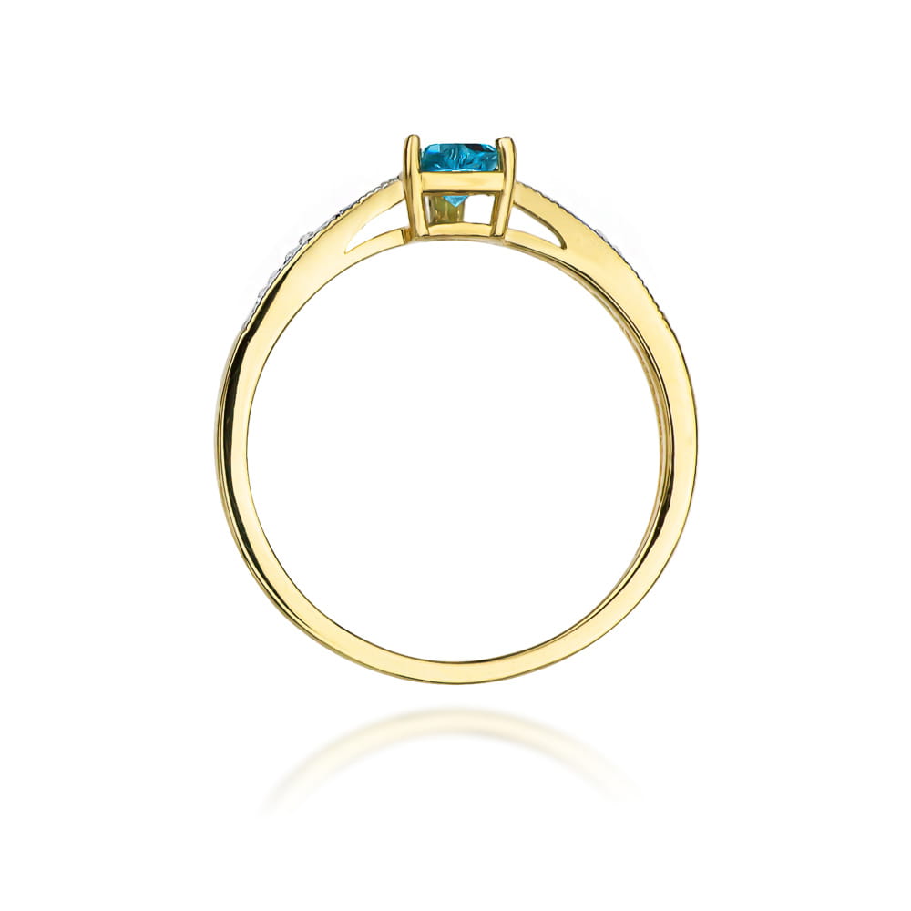Inel Aur 9K cu Topaz Swiss 0.50 ct si Diamante Naturale 0.03 ct