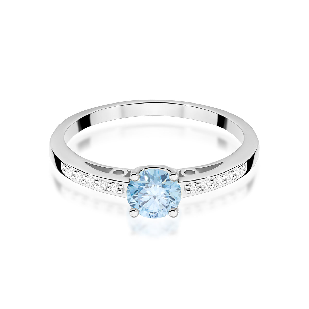 Inel Aur 14K cu Diamante Albastru de Laborator 0.55 ct