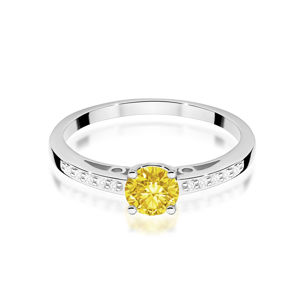Inel Aur 14K cu Diamante Galben de Laborator 0.55 ct