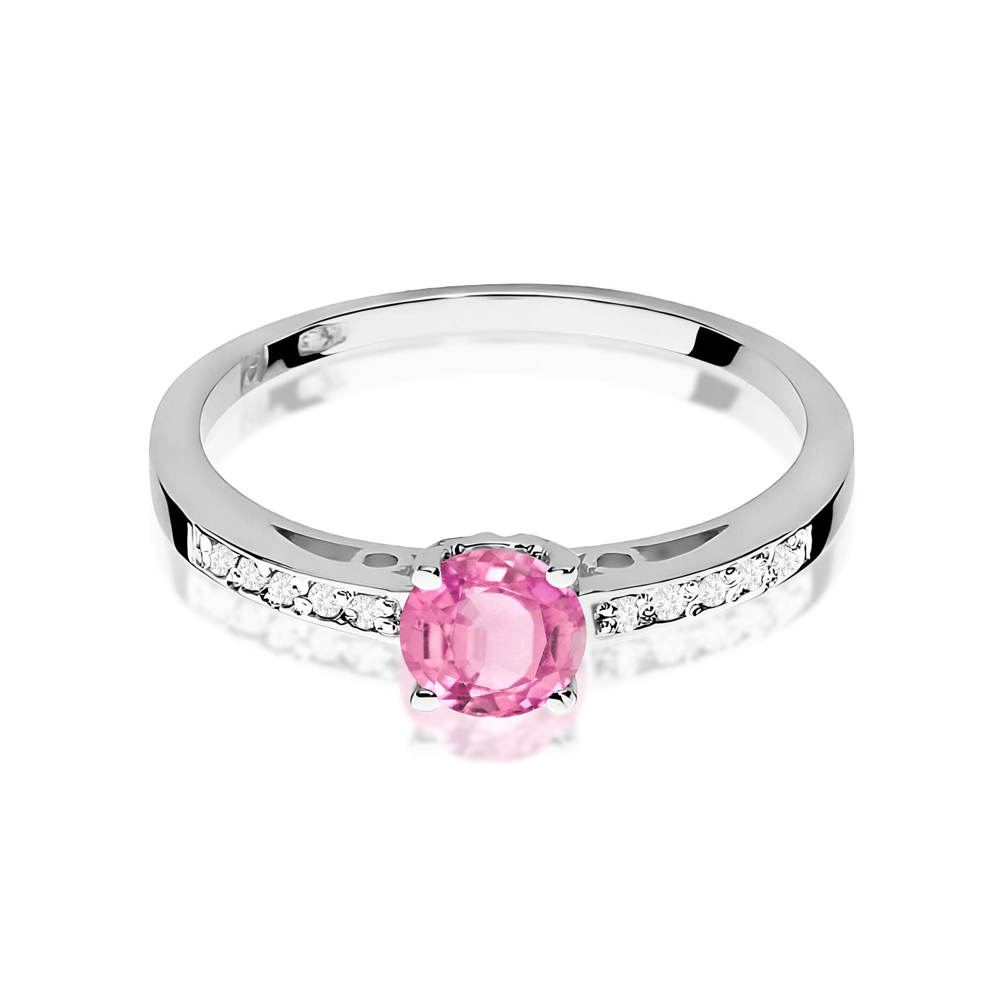 Inel Aur 14K cu Topaz Roz 0.60ct și Diamante