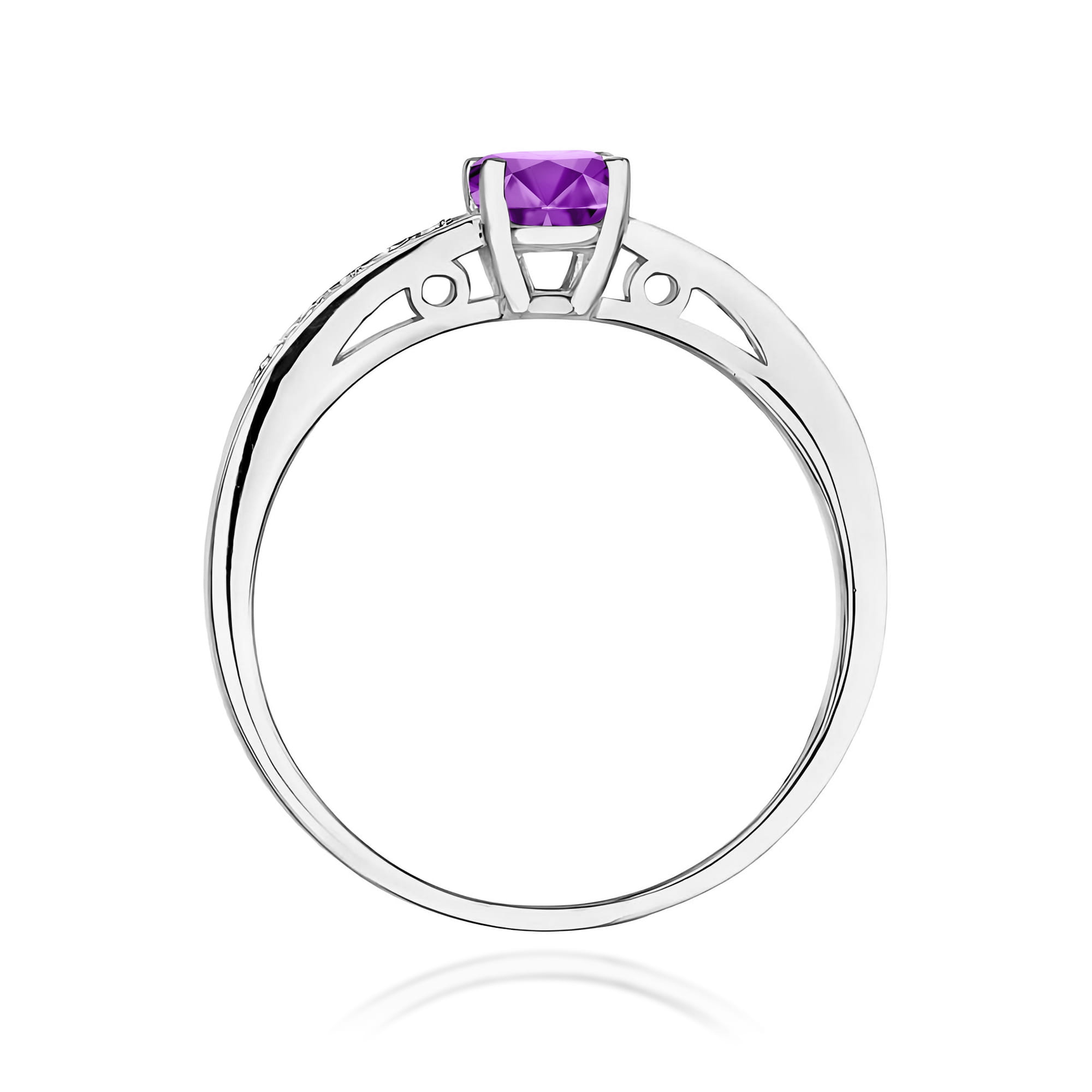 Inel Aur 9K cu Ametist 0.50 ct si Diamante Naturale 0.05 ct