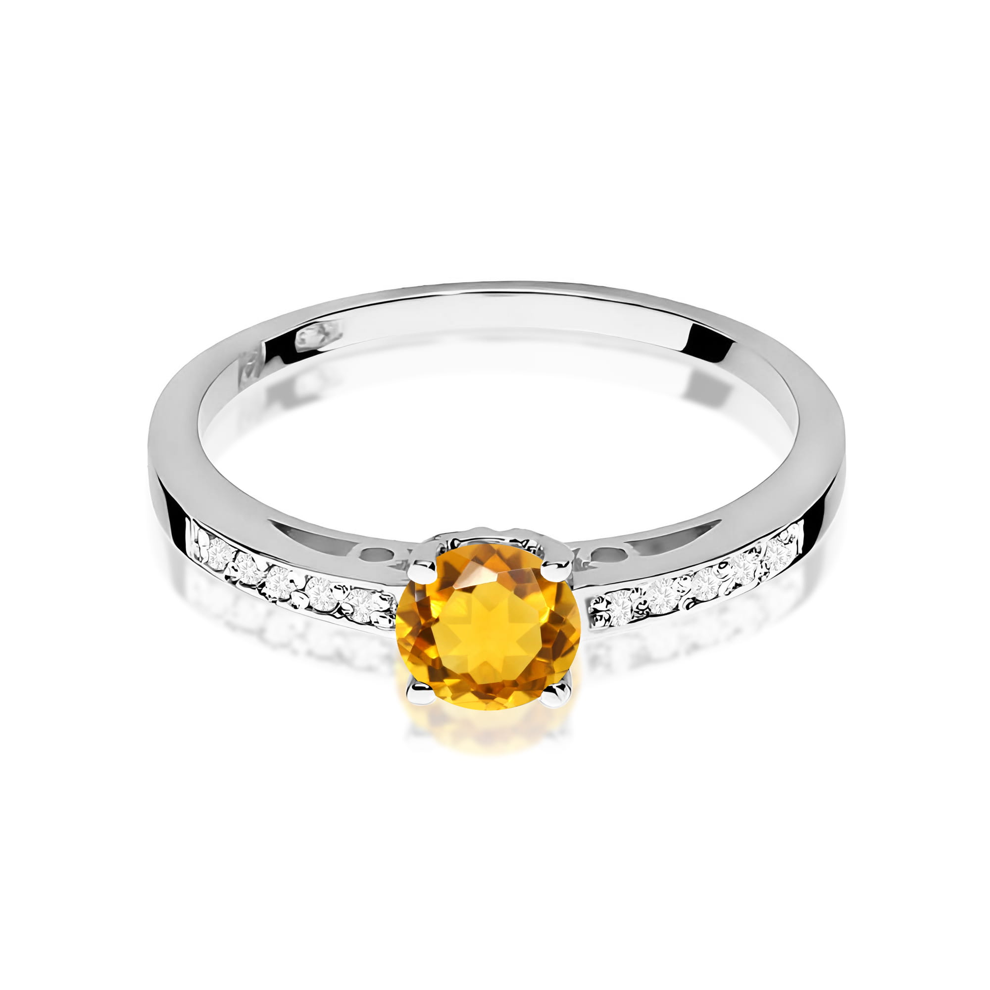 Inel Aur 9K cu Citrin 0.50 ct si Diamante Naturale 0.05 ct