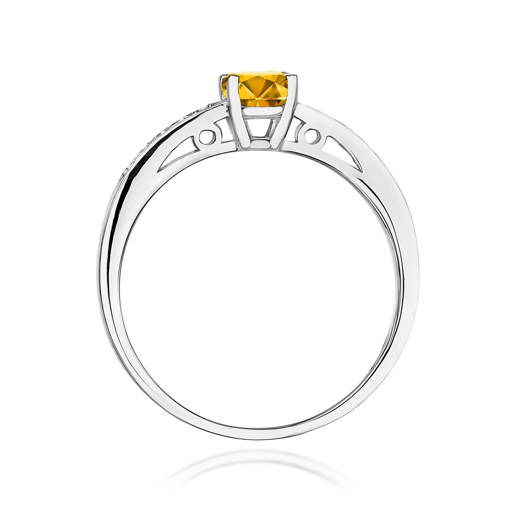 Inel Aur 9K cu Citrin 0.50 ct si Diamante Naturale 0.05 ct