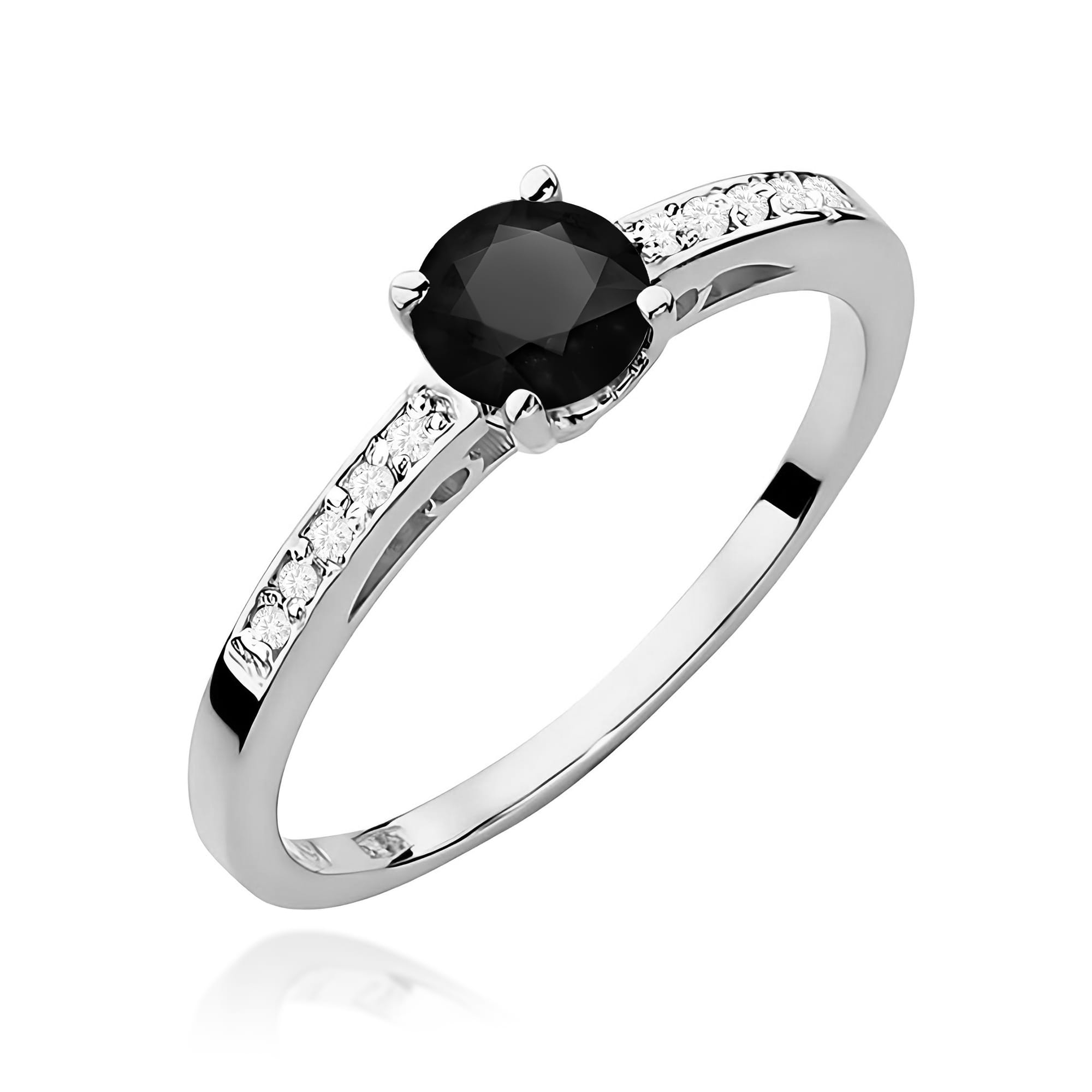 Inel Aur 9K cu Diamante Naturale Albe si Negre 0.55 ct
