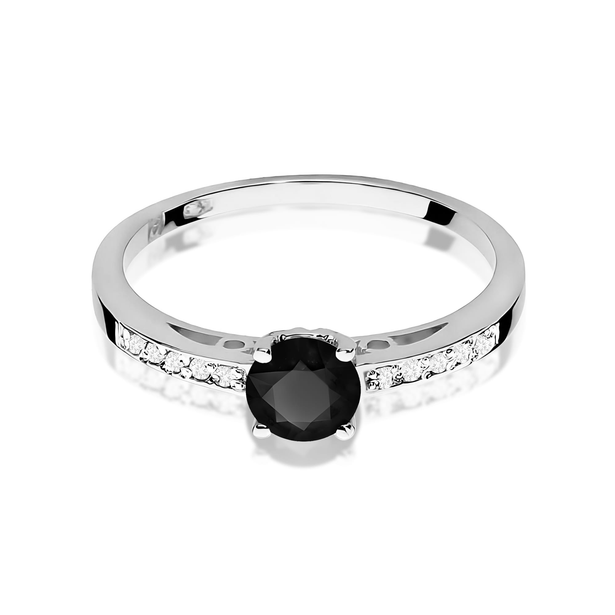 Inel Aur 9K cu Diamante Naturale Albe si Negre 0.55 ct