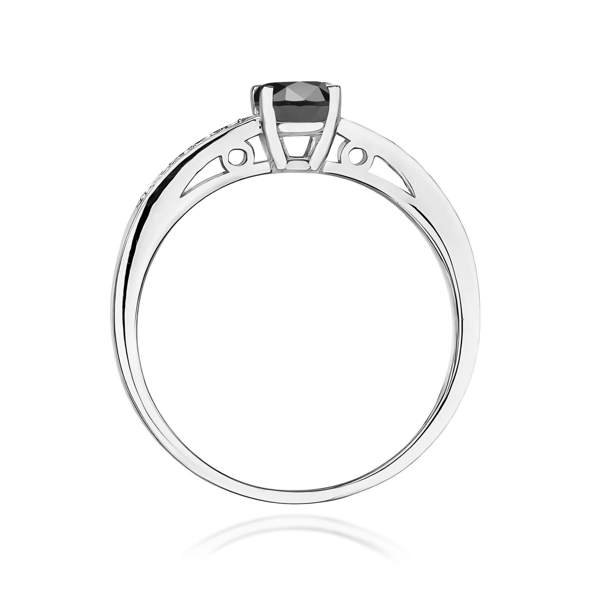 Inel Aur 9K cu Diamante Naturale Albe si Negre 0.55 ct