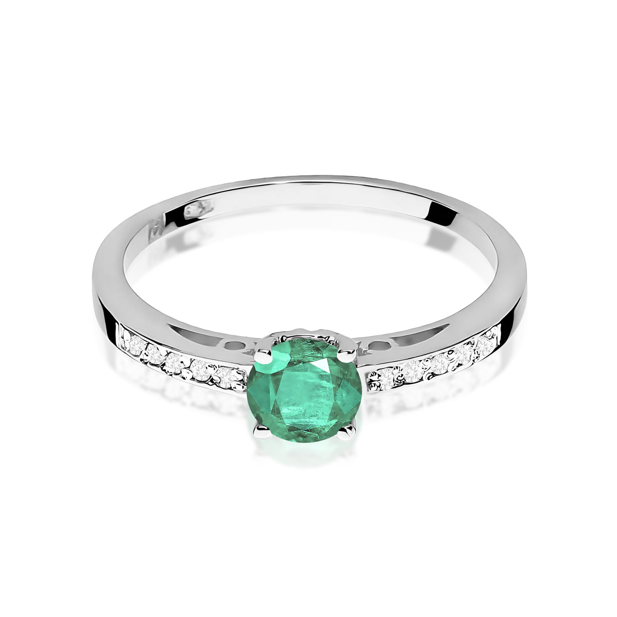 Inel Aur 9K cu Smarald 0.50 ct si Diamante Naturale 0.05 ct