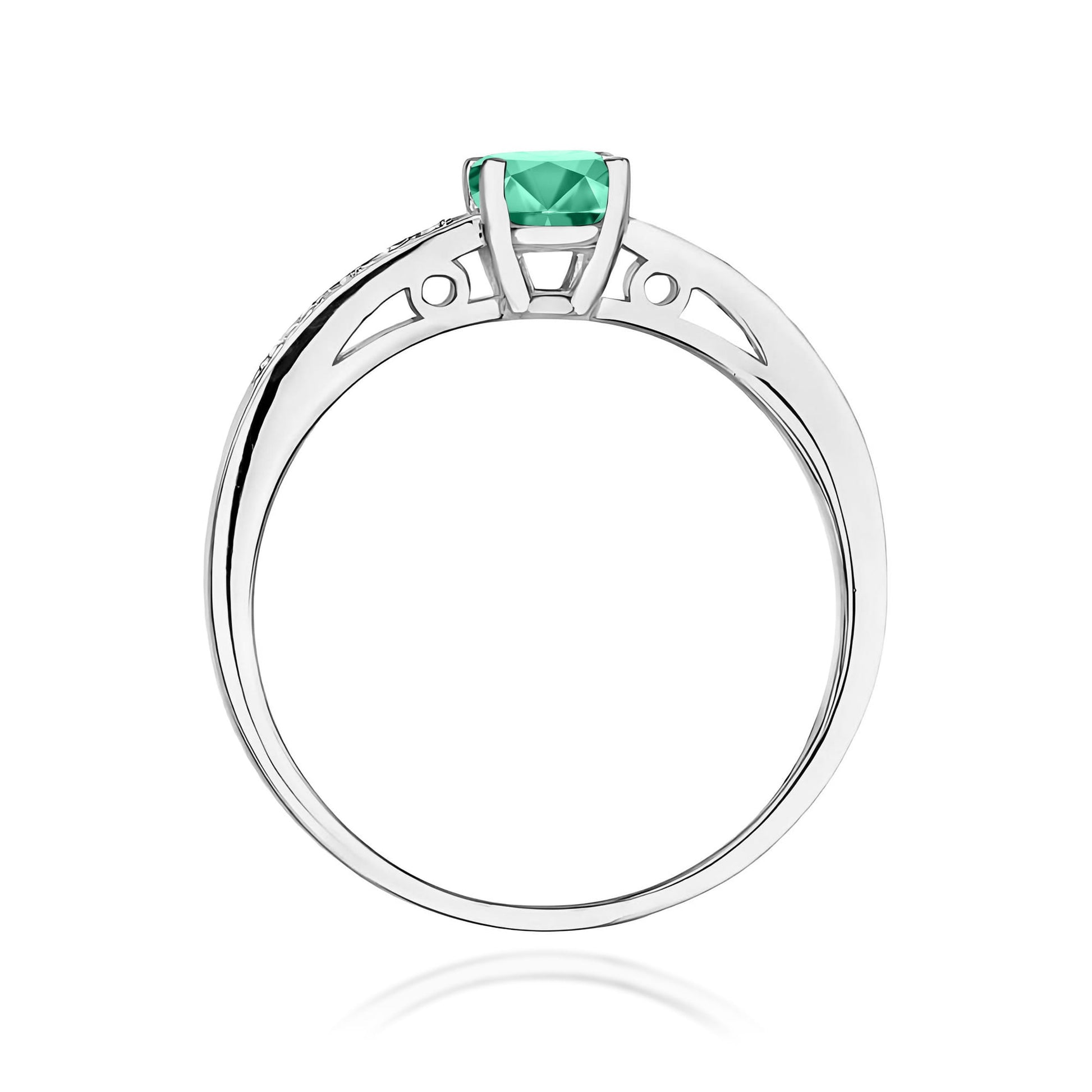 Inel Aur 9K cu Smarald 0.50 ct si Diamante Naturale 0.05 ct
