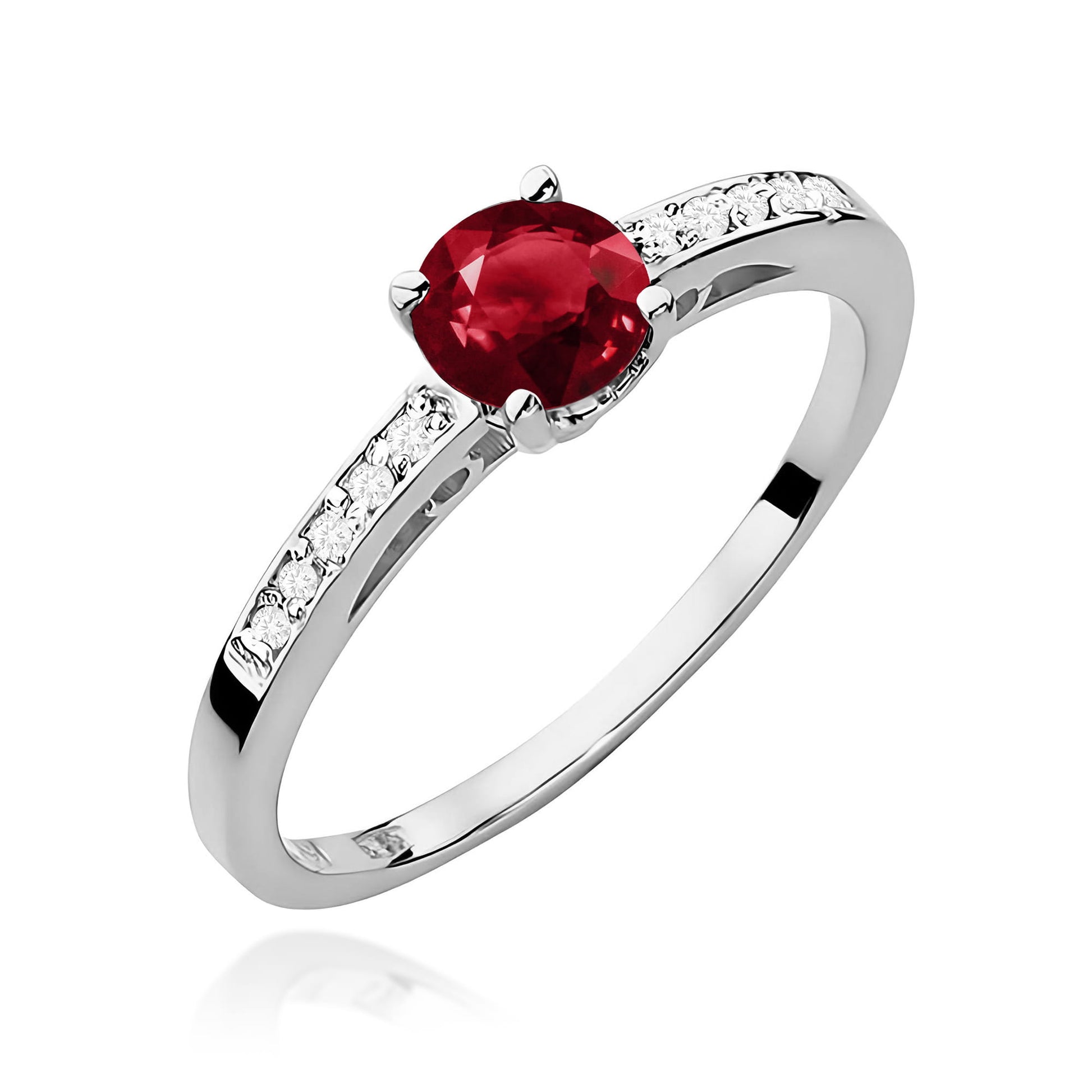 Inel Aur 9K cu Granat 0.60 ct si Diamante Naturale 0.05 ct