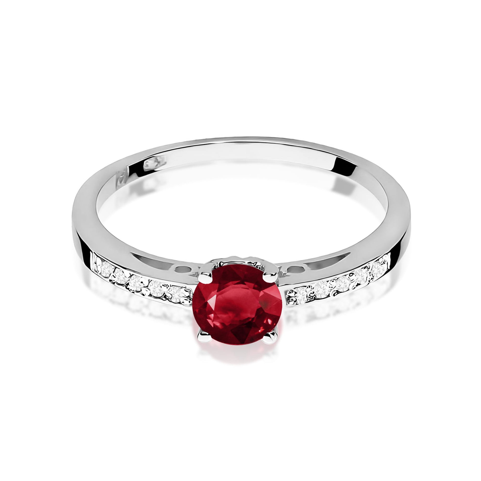 Inel Aur 9K cu Granat 0.60 ct si Diamante Naturale 0.05 ct
