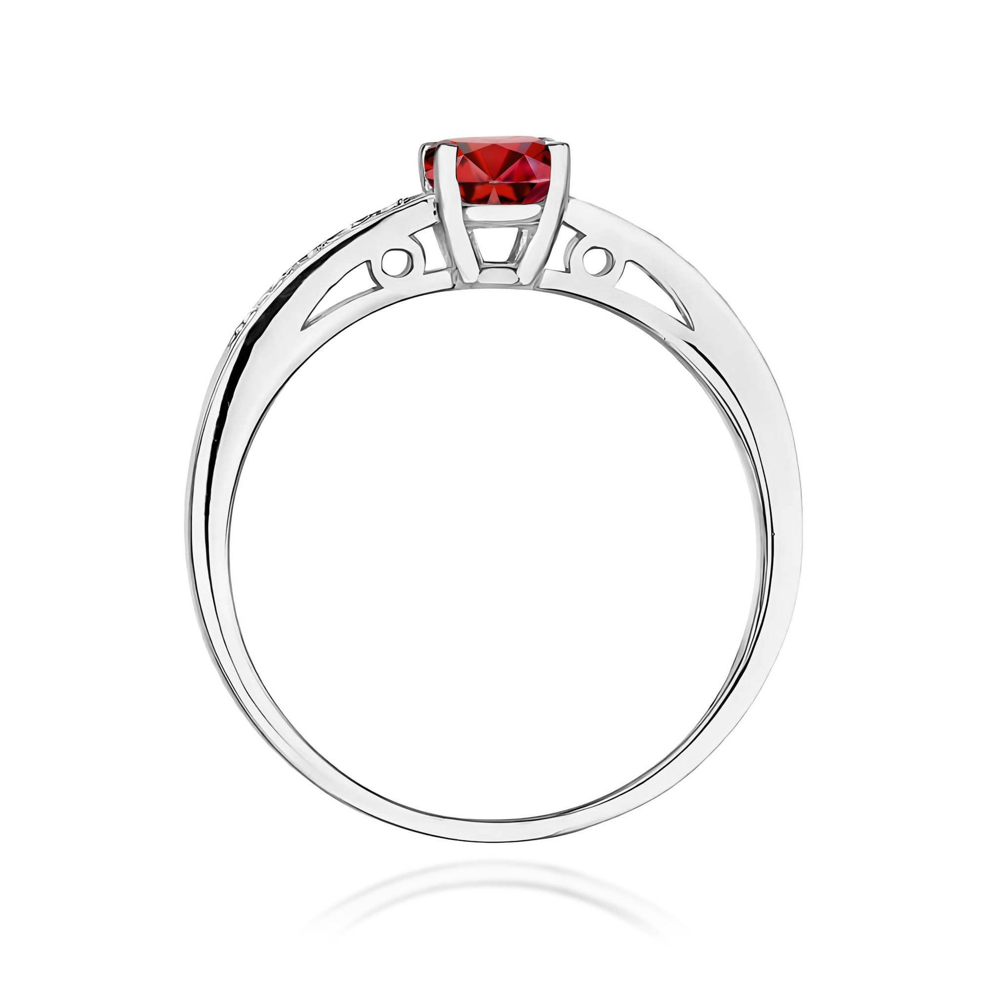 Inel Aur 9K cu Granat 0.60 ct si Diamante Naturale 0.05 ct