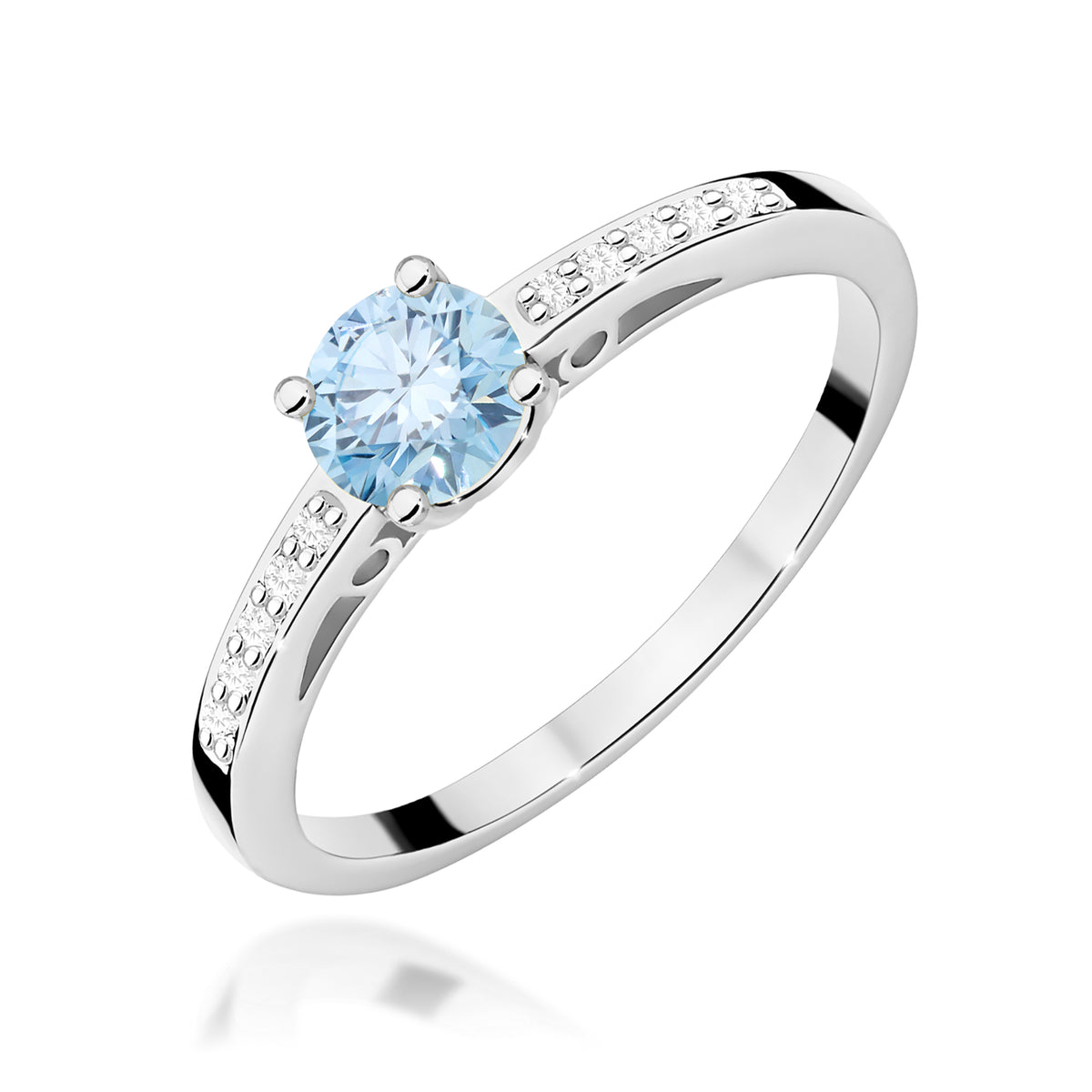 Inel Aur 9K cu Diamante Albastru de Laborator 0.55 ct
