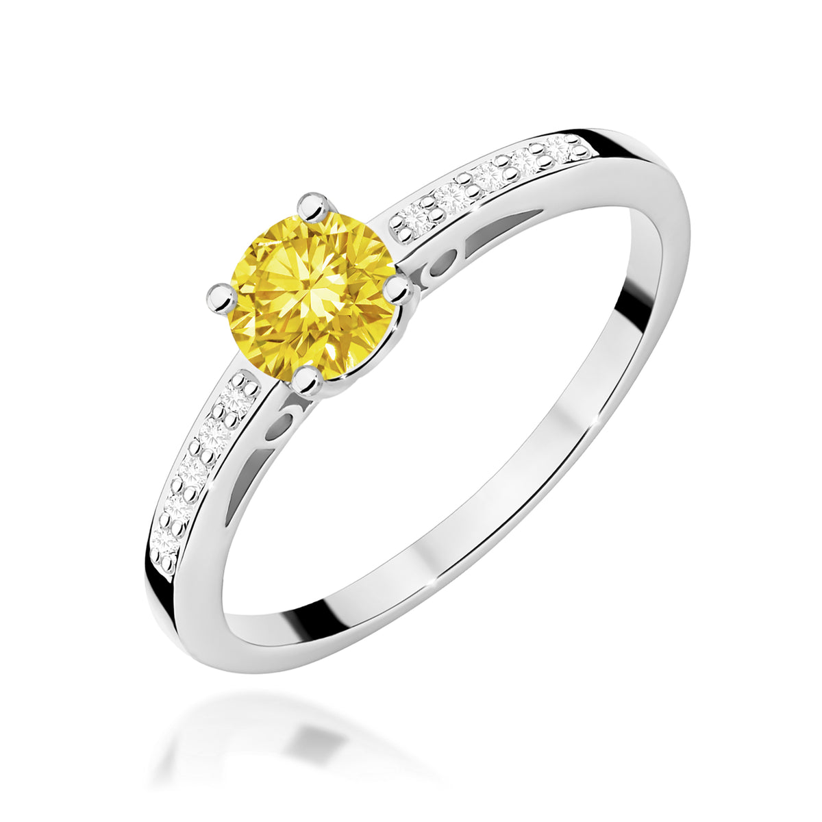 Inel Aur 9K cu Diamante Galben de Laborator 0.55 ct