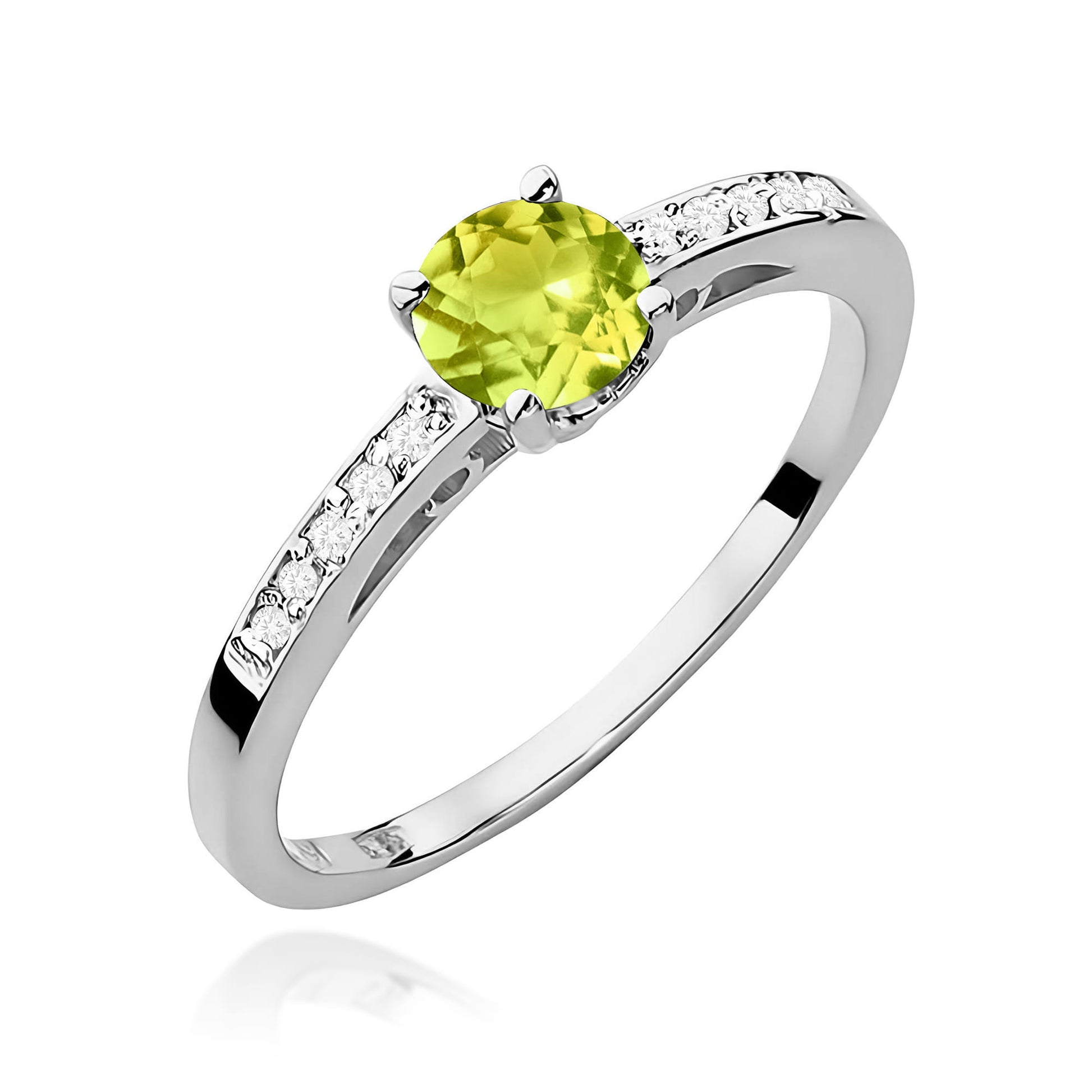 Inel Aur 9K cu Peridot 0.60 ct si Diamante Naturale 0.05 ct