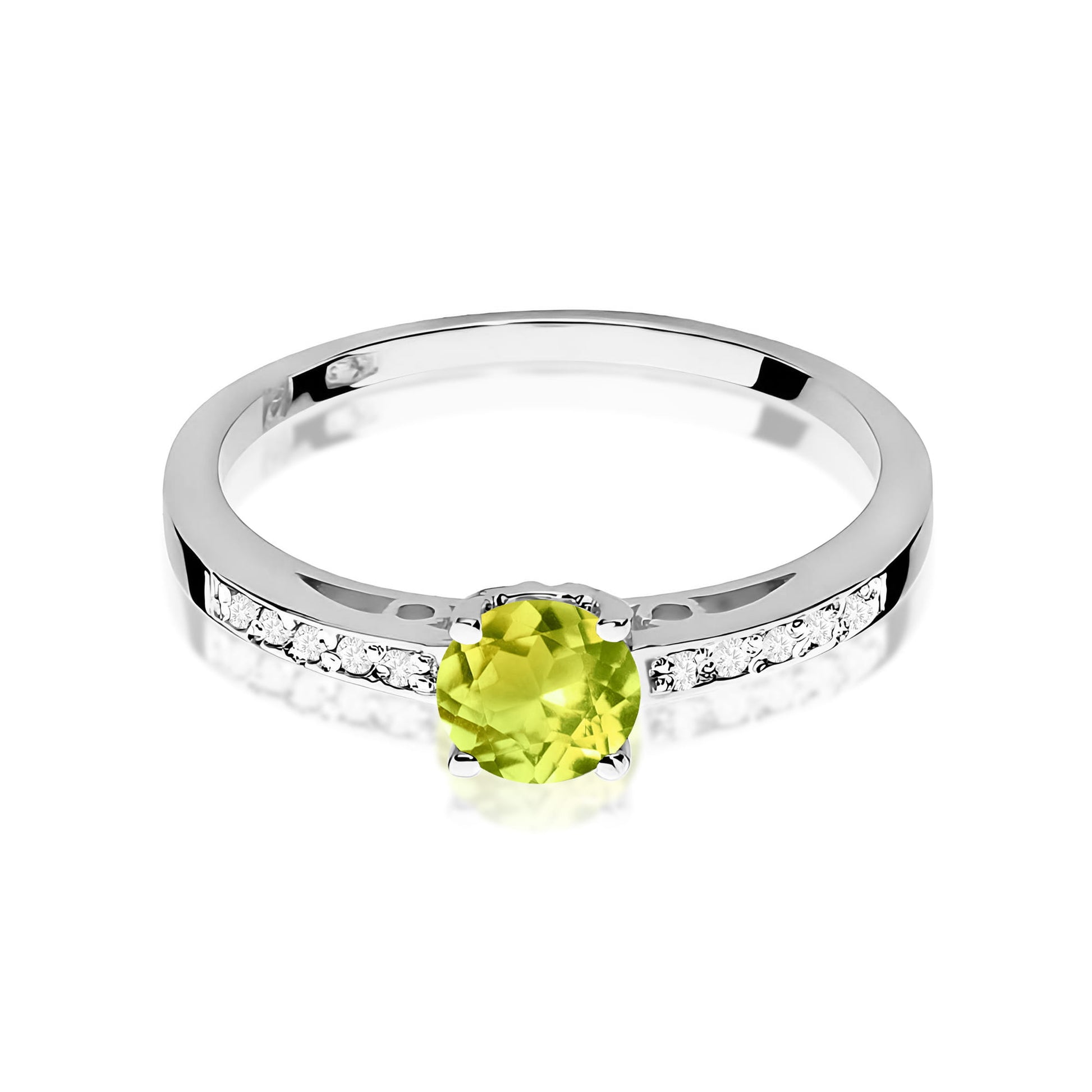 Inel Aur 9K cu Peridot 0.60 ct si Diamante Naturale 0.05 ct
