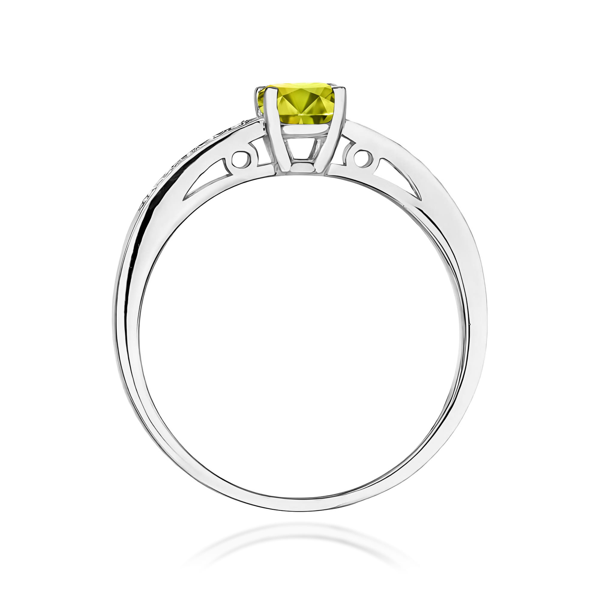 Inel Aur 9K cu Peridot 0.60 ct si Diamante Naturale 0.05 ct