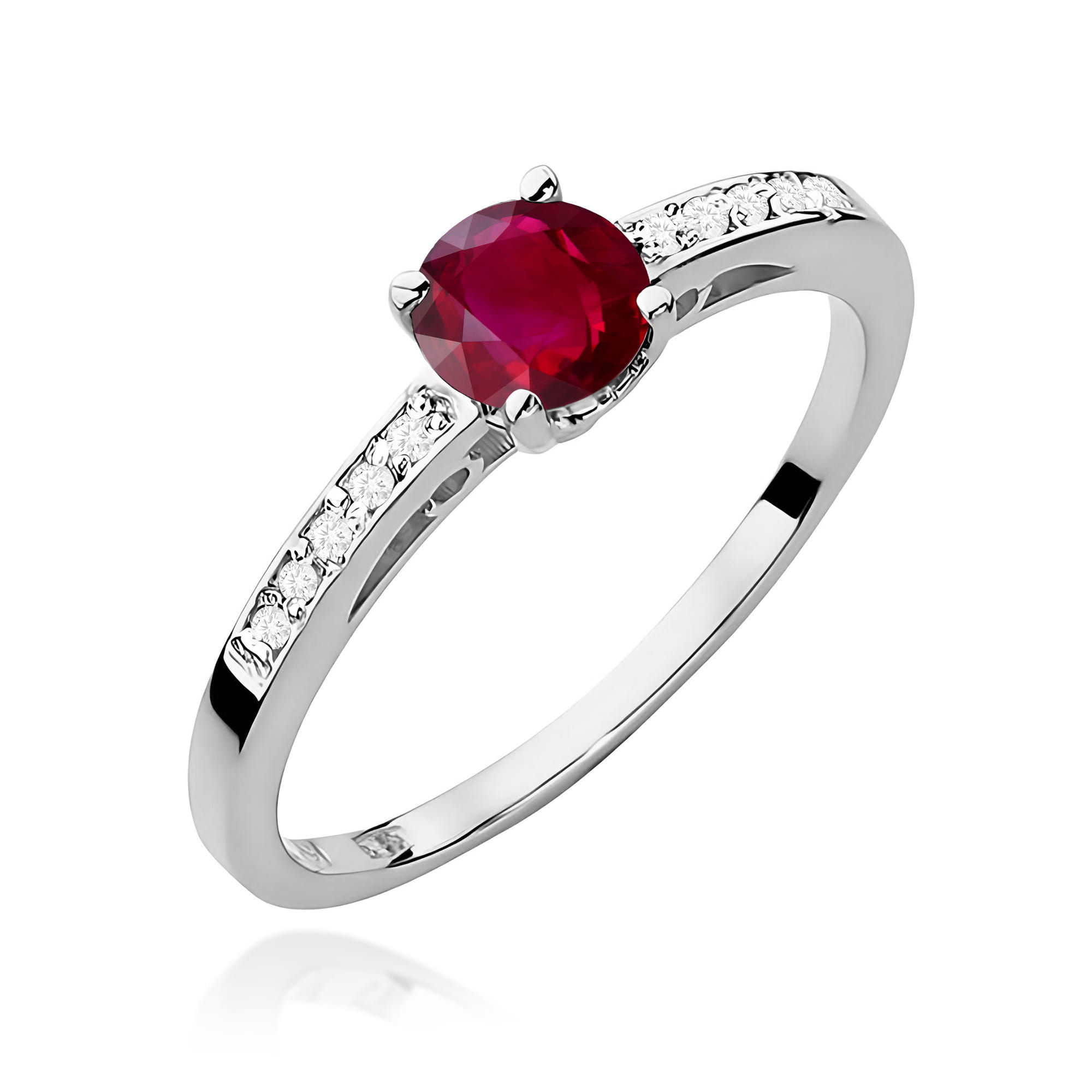 Inel Aur 9K cu Rubin 0.60 ct si Diamante Naturale 0.05 ct