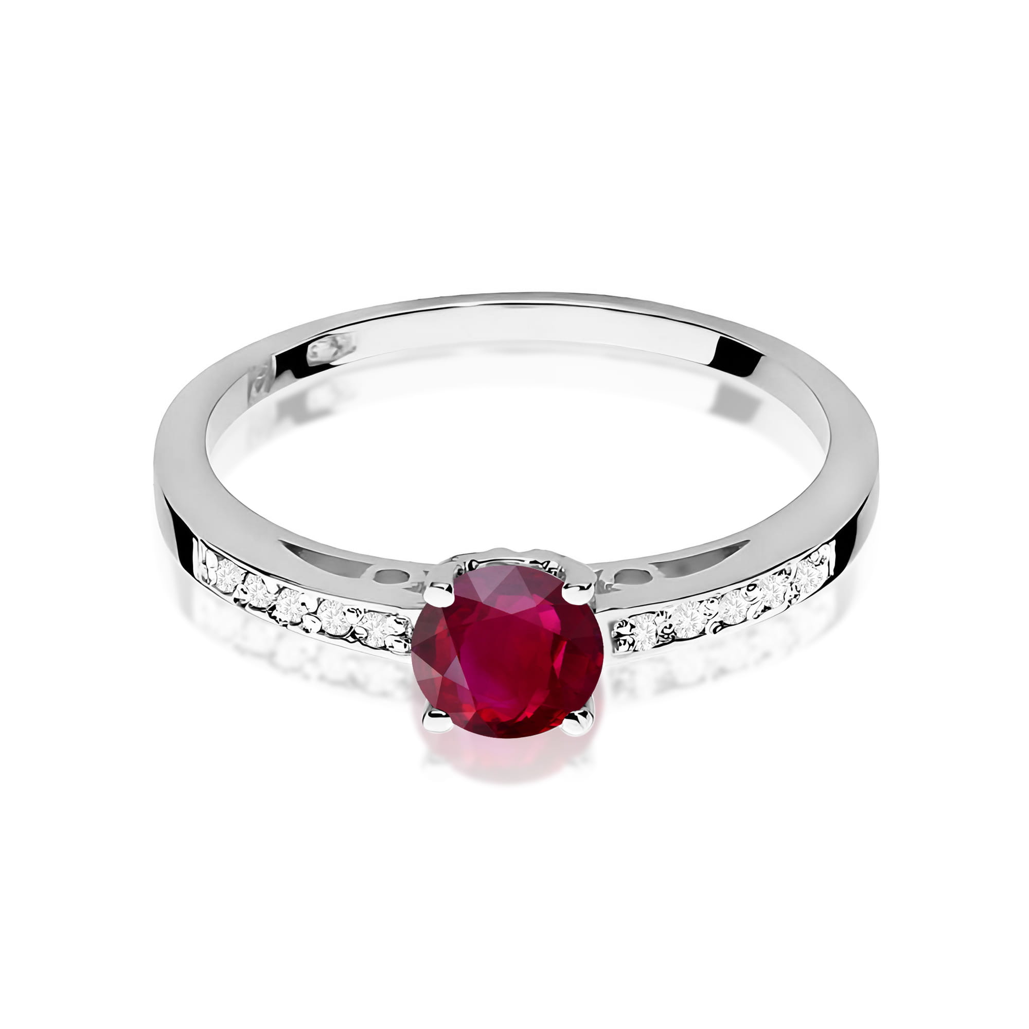 Inel Aur 9K cu Rubin 0.60 ct si Diamante Naturale 0.05 ct